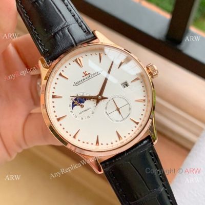 Fake Jaeger-leCoultre Moonphase Rose Gold White Dial Watch